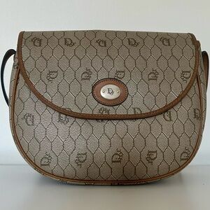 Authentic Dior Vintage Honeycomb Monogram Logo Saddle Crossbody Bag
